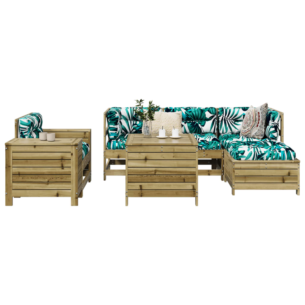7 Piece Garden Sofa Set White Solid Wood Pine