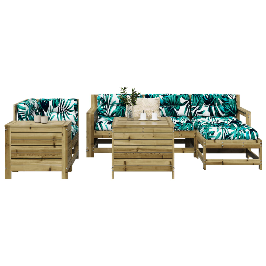 7 Piece Garden Sofa Set White Solid Wood Pine