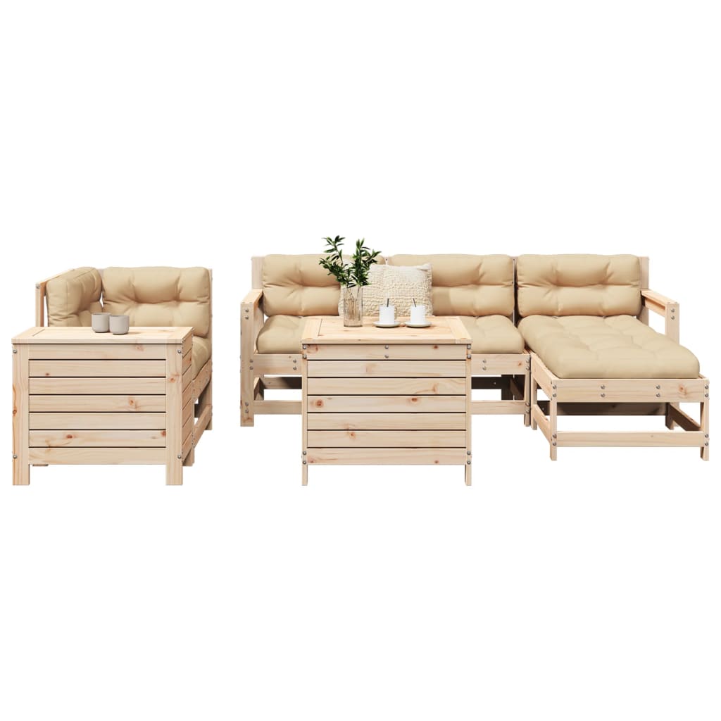 7 Piece Garden Sofa Set Solid Wood Pine