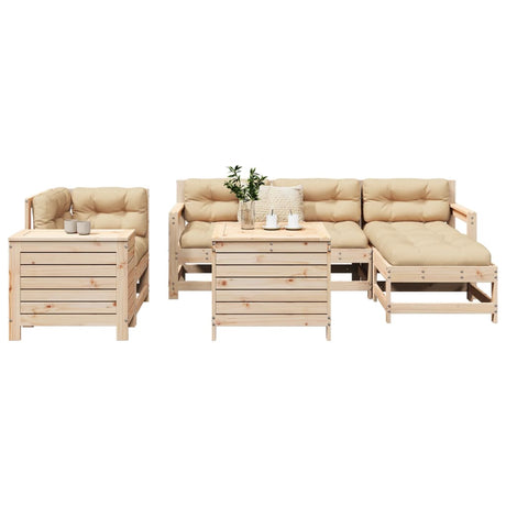 7 Piece Garden Sofa Set Solid Wood Pine