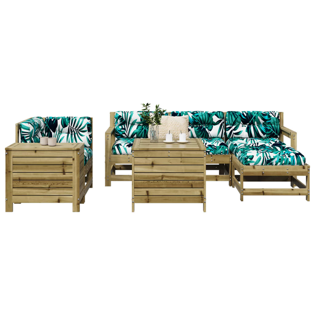 7 Piece Garden Sofa Set Solid Wood Pine