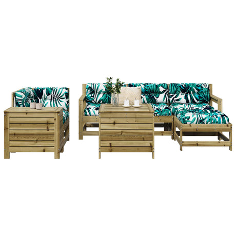7 Piece Garden Sofa Set Solid Wood Pine