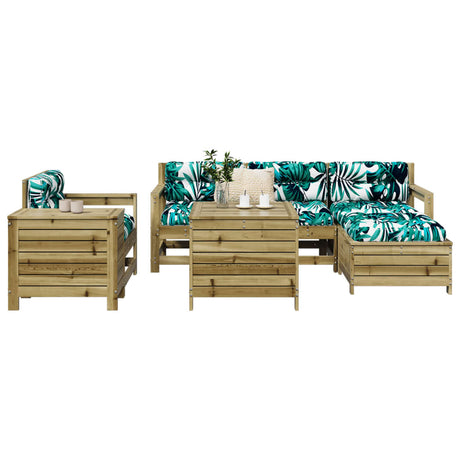 7 Piece Garden Sofa Set Solid Wood Pine