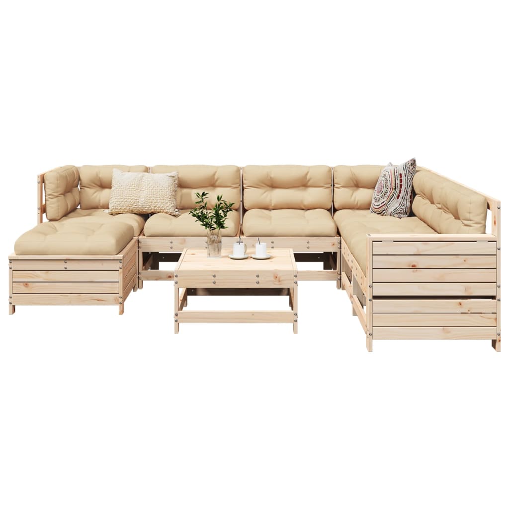 8 Piece Garden Sofa Set White Solid Wood Pine