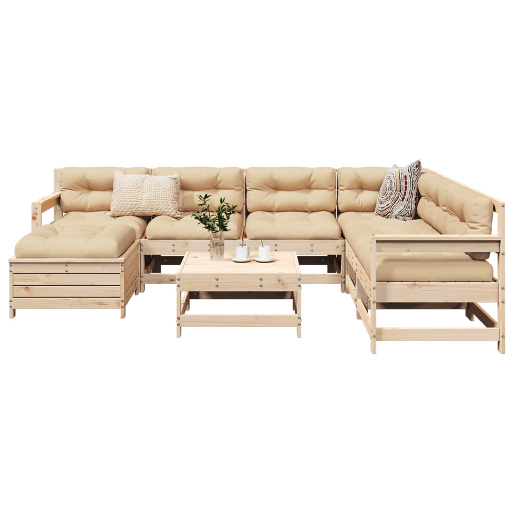 8 Piece Garden Sofa Set White Solid Wood Pine