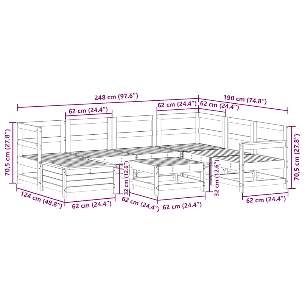 8 Piece Garden Sofa Set Impregnated Wood Pine