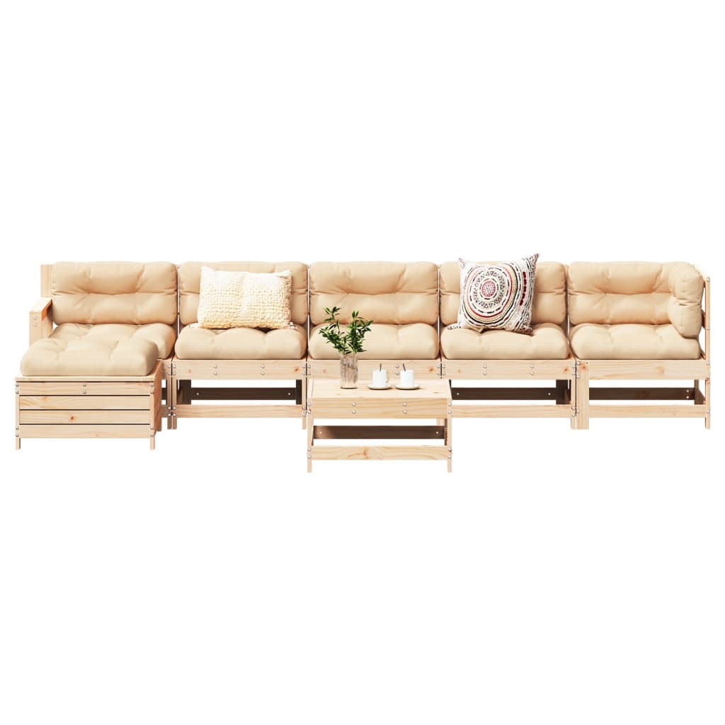 7 Piece Garden Lounge Set Solid Wood Pine