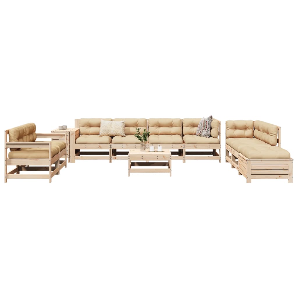 11 Piece Garden Sofa Set Solid Wood Douglas Fir