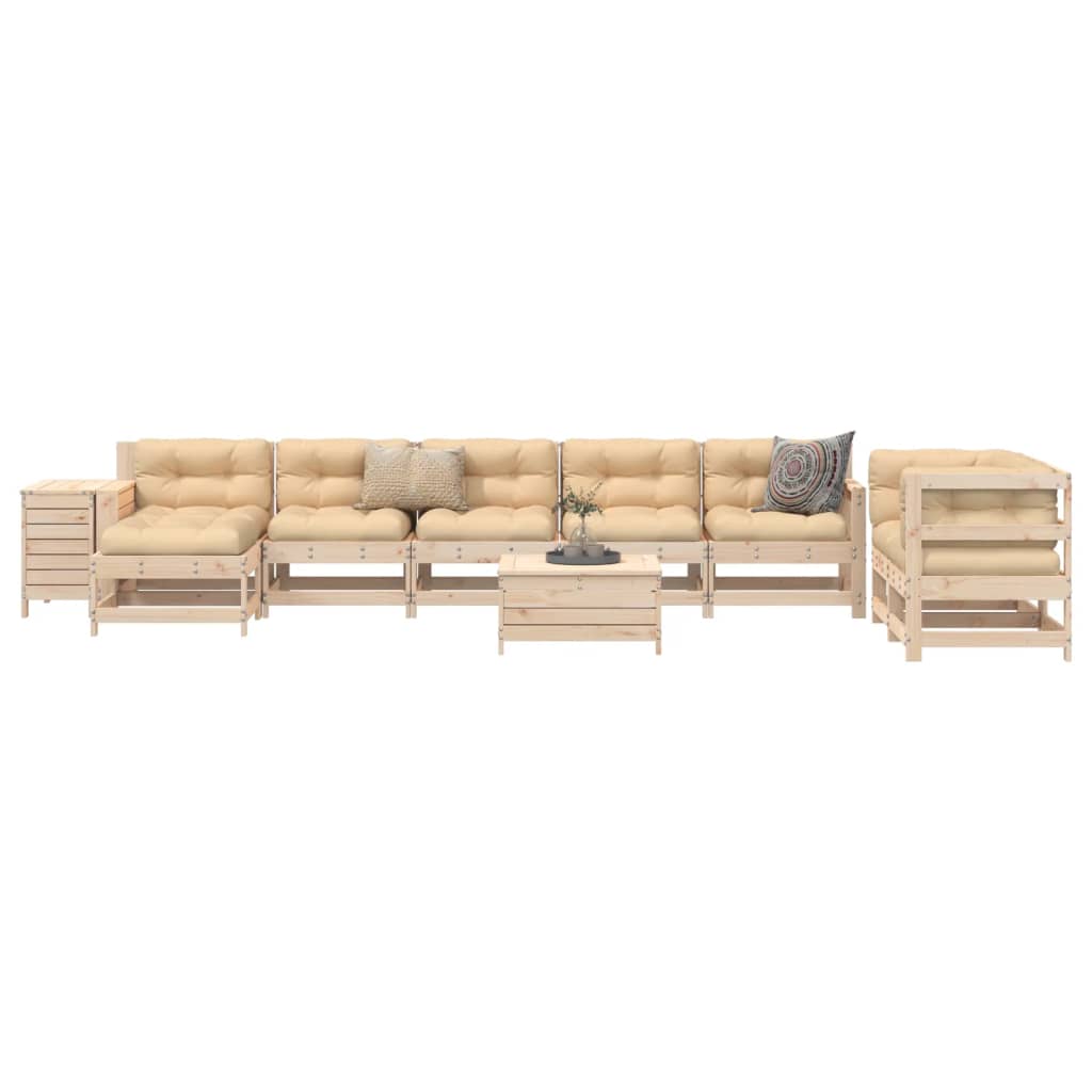 10 Piece Garden Sofa Set Solid Wood Pine