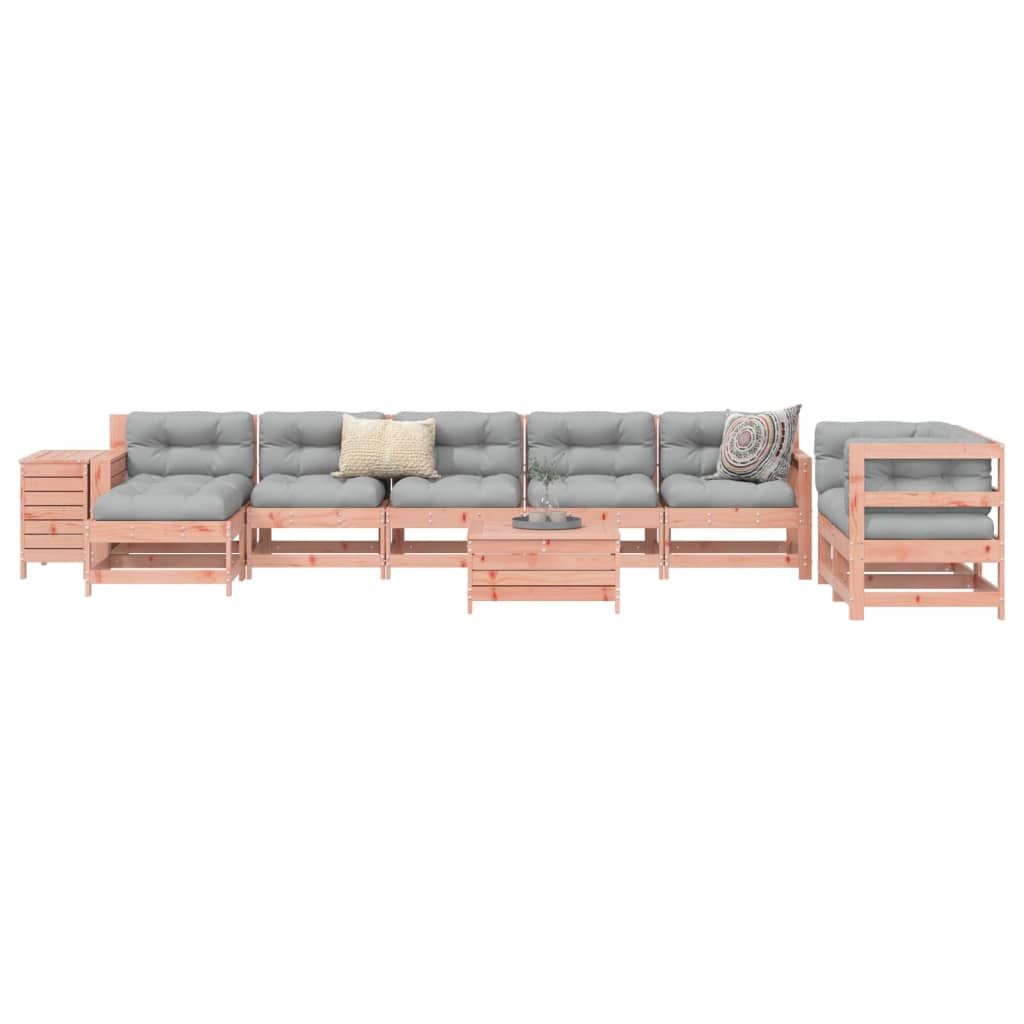 10 Piece Garden Sofa Set White Solid Wood Pine