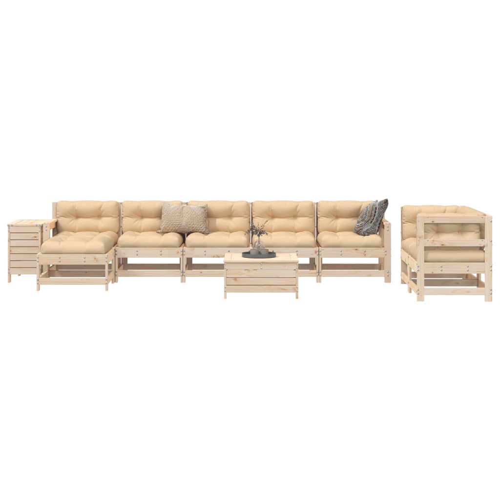 10 Piece Garden Sofa Set Solid Wood Pine