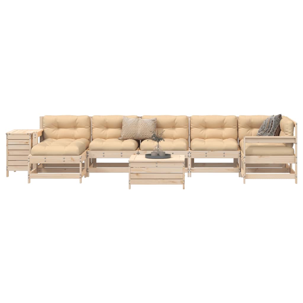 9 Piece Garden Sofa Set Solid Wood Pine