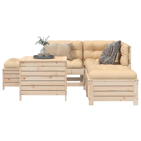 6 Piece Garden Sofa Set Solid Wood Pine