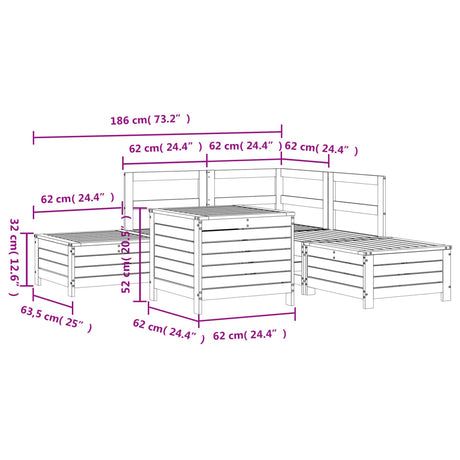 6 Piece Garden Sofa Set Solid Wood Pine