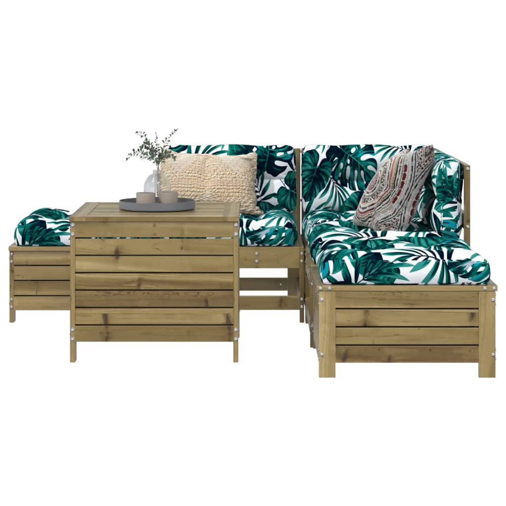 6 Piece Garden Sofa Set Solid Wood Pine