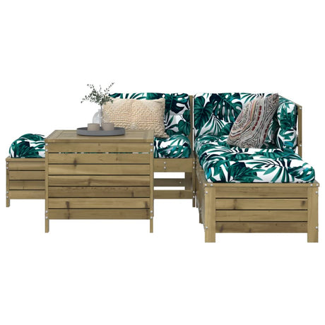 6 Piece Garden Sofa Set Solid Wood Pine