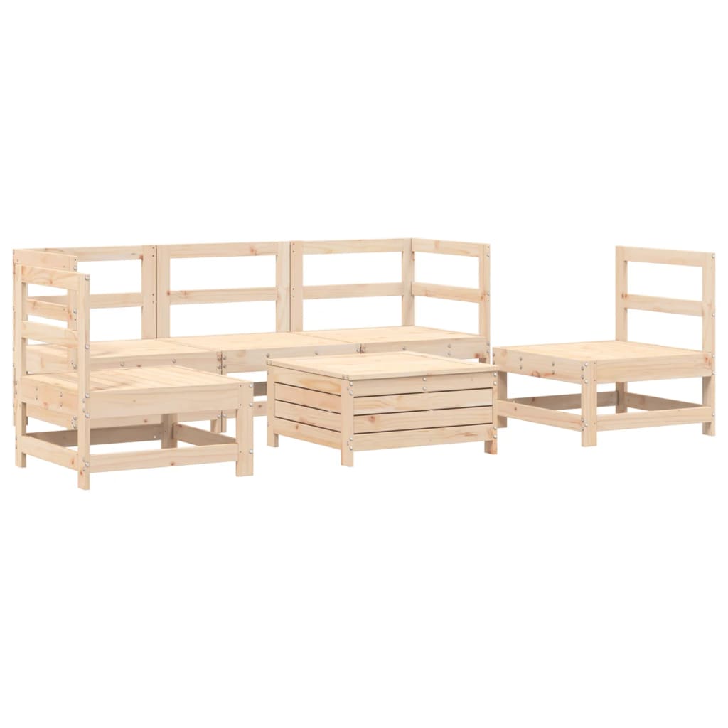 6 Piece Garden Sofa Set Solid Wood Pine