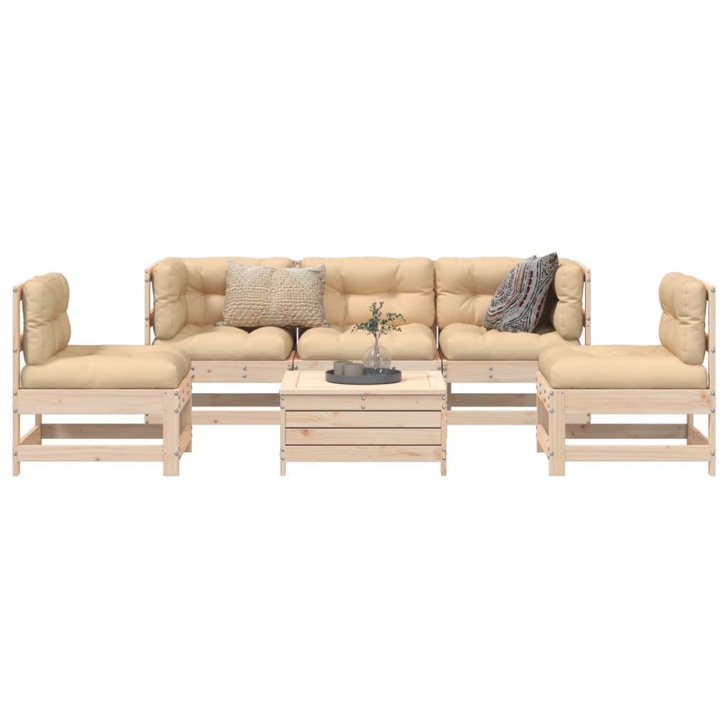 6 Piece Garden Sofa Set Solid Wood Pine