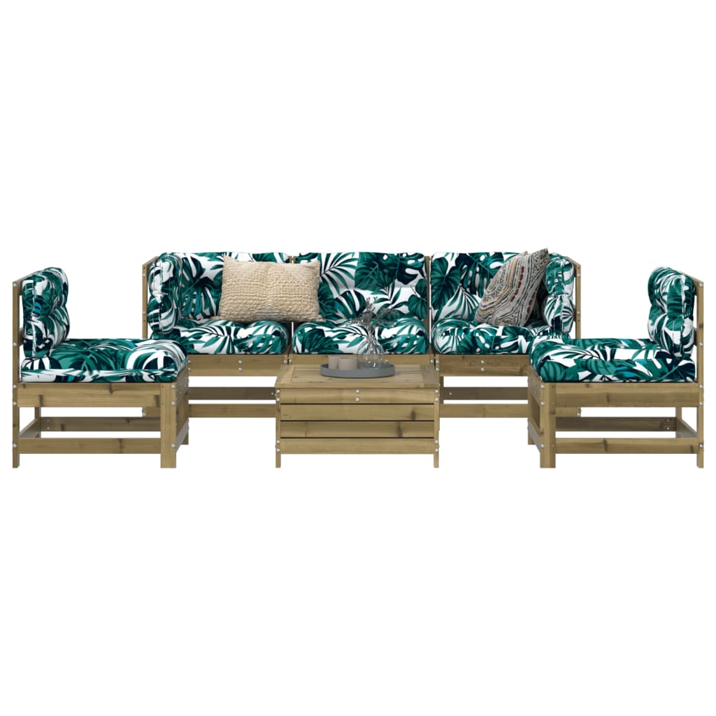 6 Piece Garden Sofa Set Solid Wood Pine