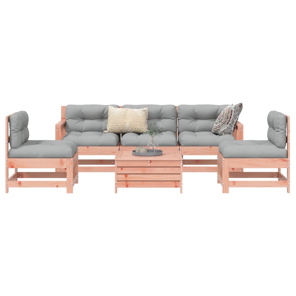 6 Piece Garden Sofa Set White Solid Wood Pine