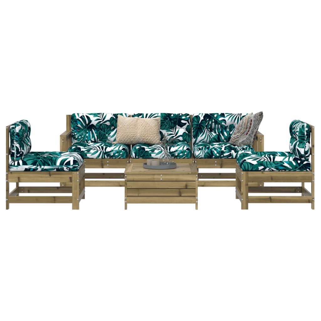 6 Piece Garden Sofa Set White Solid Wood Pine
