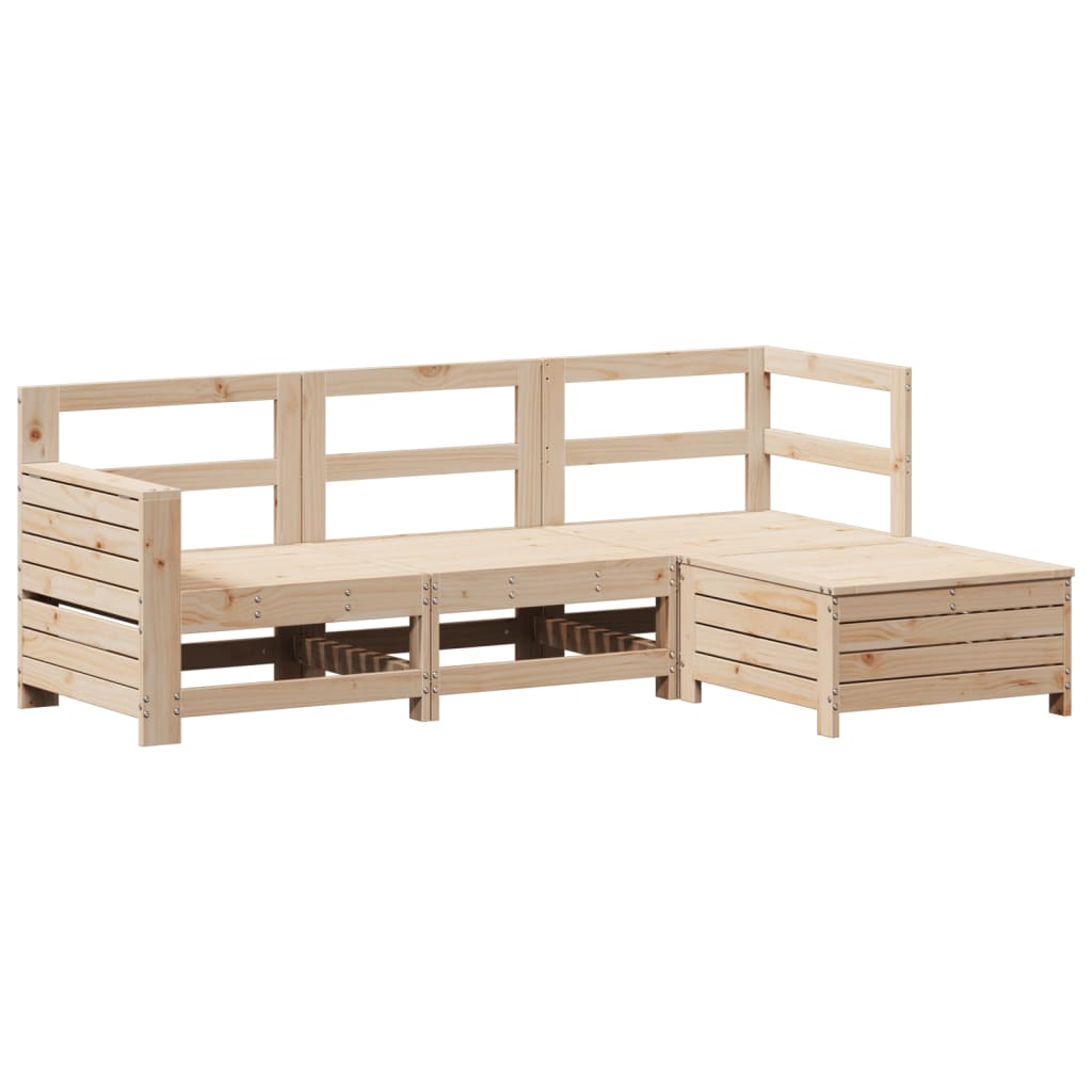 4 Piece Garden Sofa Set Solid Wood Pine