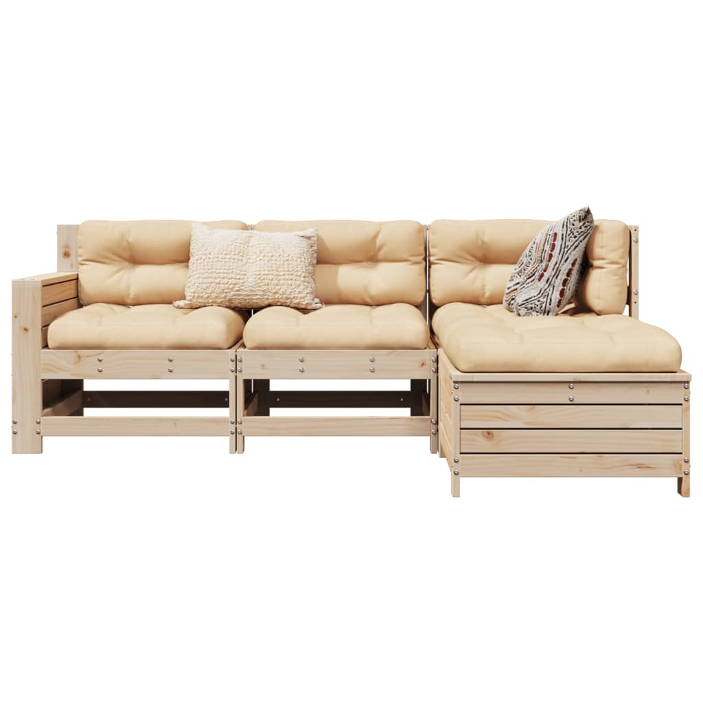 4 Piece Garden Sofa Set Solid Wood Pine