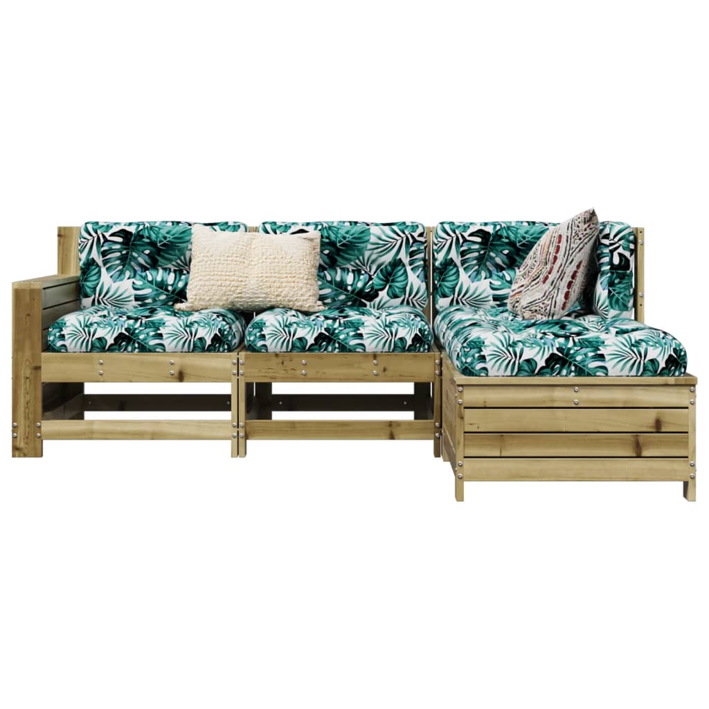 4 Piece Garden Sofa Set Solid Wood Pine