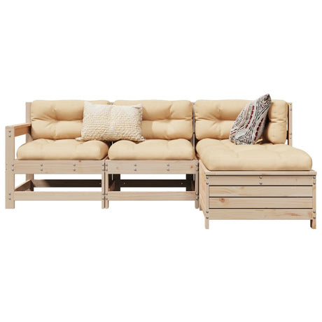 4 Piece Garden Sofa Set White Solid Wood Pine