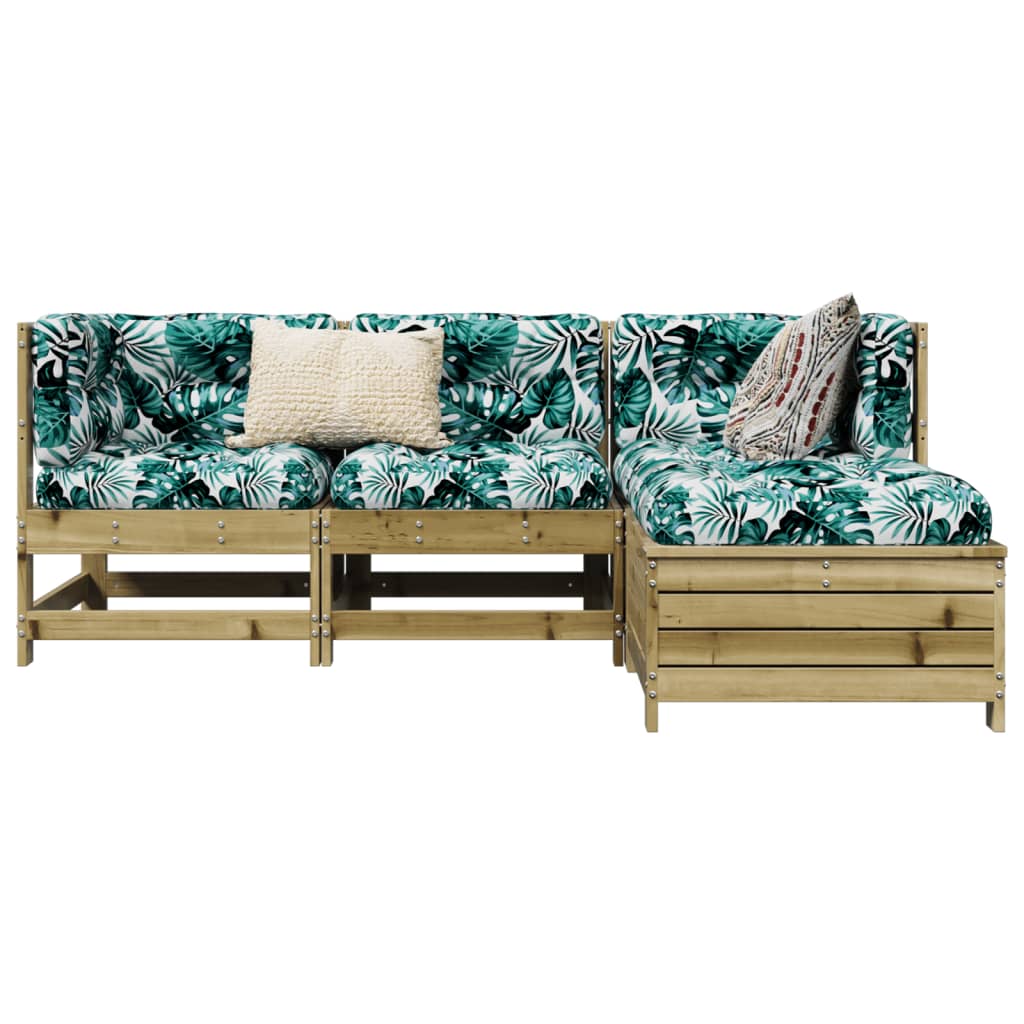 4 Piece Garden Sofa Set White Solid Wood Pine