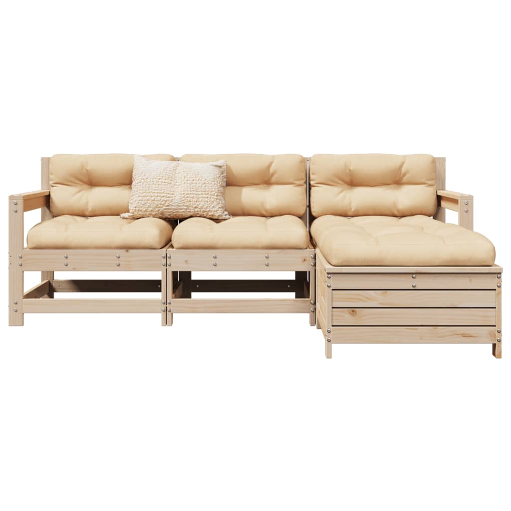 4 Piece Garden Sofa Set Solid Wood Douglas Fir