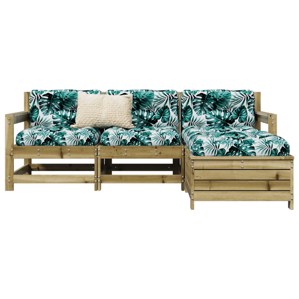 4 Piece Garden Sofa Set Solid Wood Douglas Fir