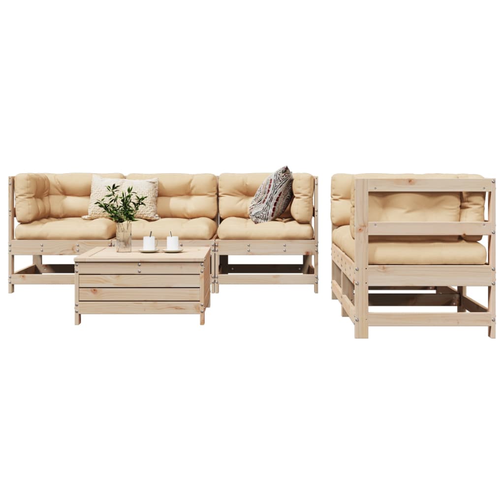 6 Piece Garden Sofa Set Solid Wood Pine