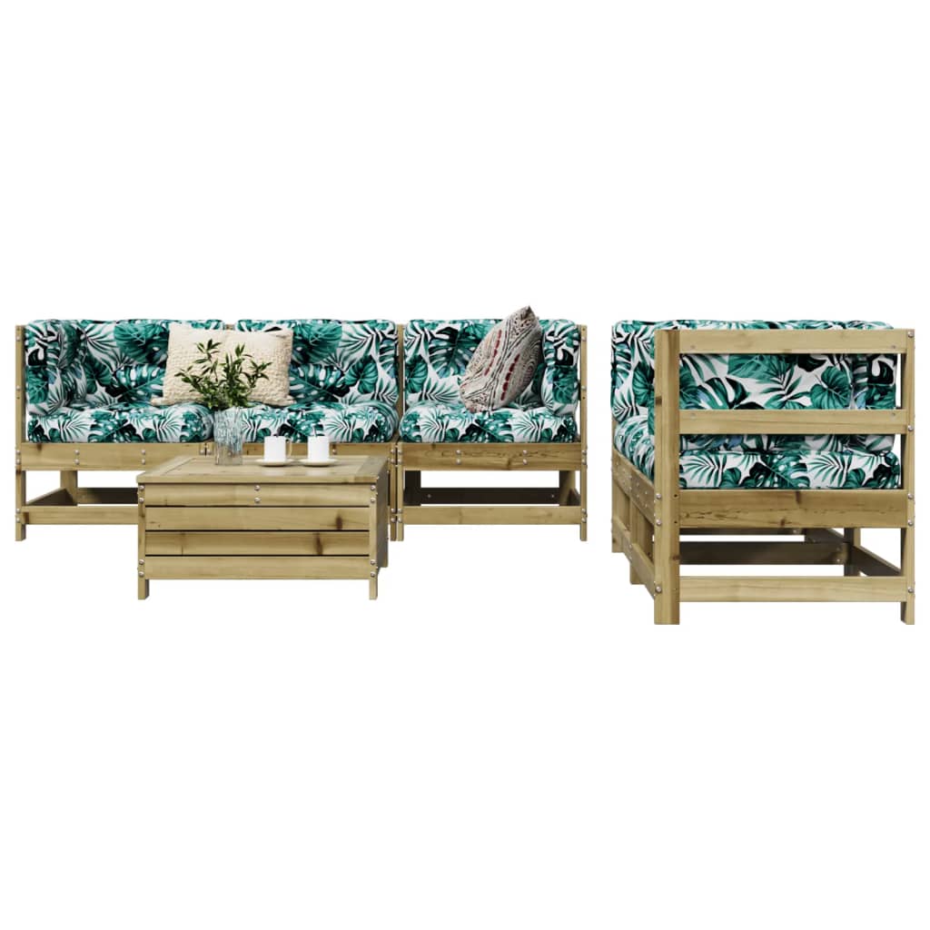 6 Piece Garden Sofa Set Solid Wood Pine