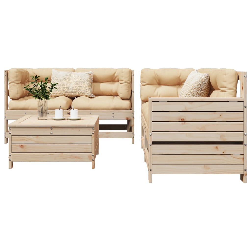 5 Piece Garden Sofa Set Solid Wood Pine