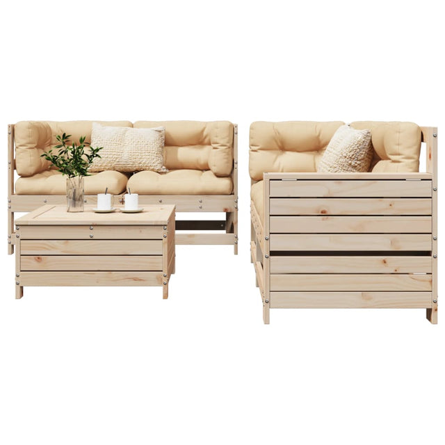 5 Piece Garden Sofa Set Solid Wood Pine