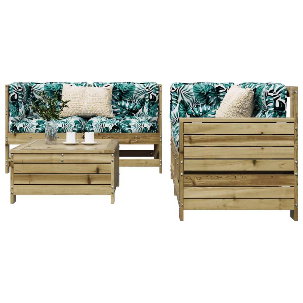 5 Piece Garden Sofa Set Solid Wood Pine