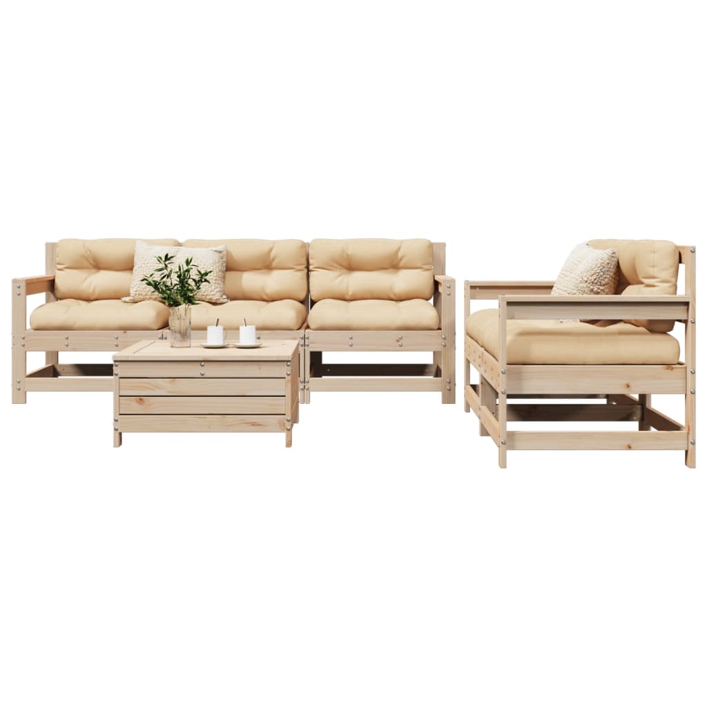 6 Piece Garden Sofa Set Solid Wood Douglas Fir
