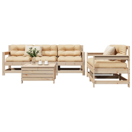 6 Piece Garden Sofa Set Solid Wood Douglas Fir
