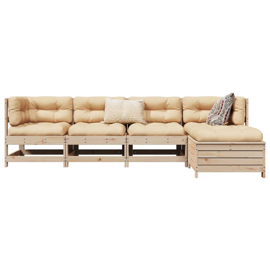 5 Piece Garden Sofa Set Solid Wood Pine