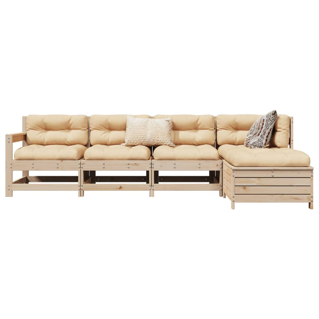 5 Piece Garden Sofa Set Solid Wood Pine
