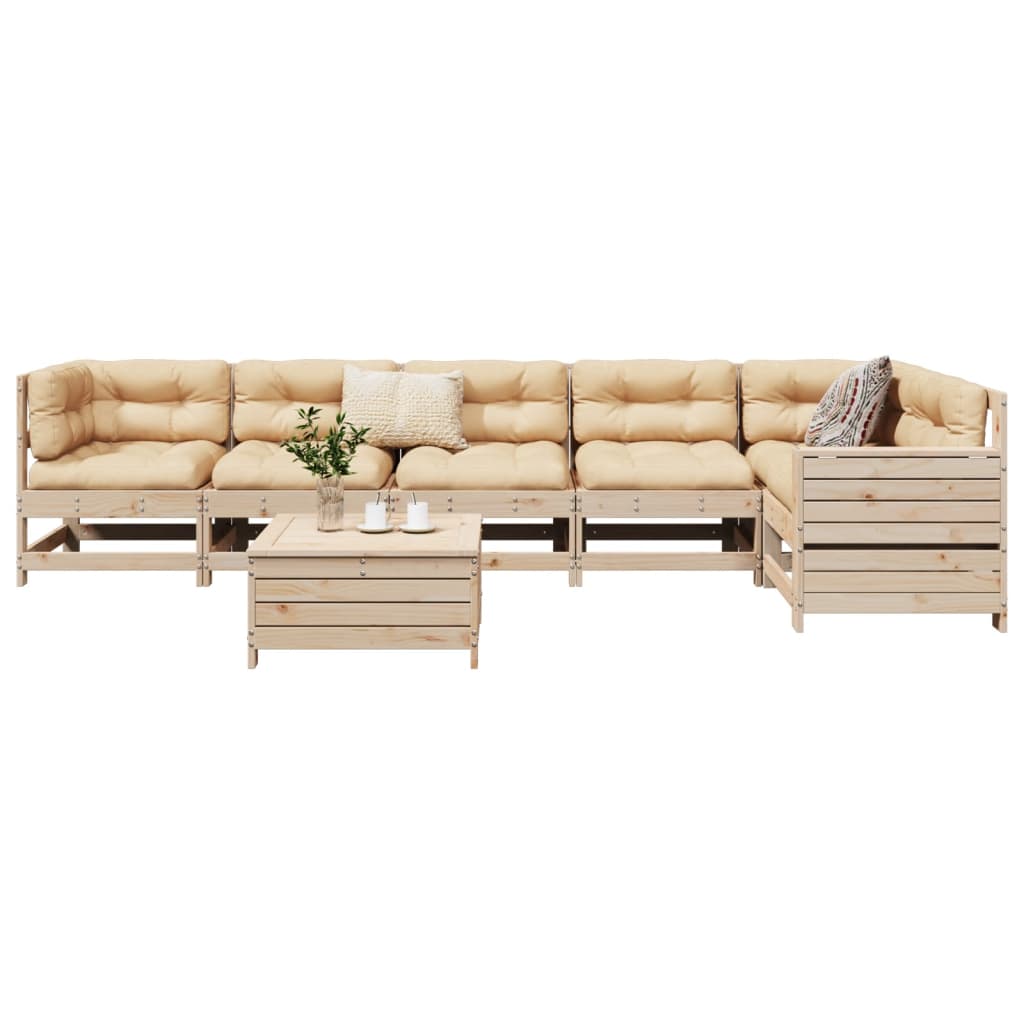 7 Piece Garden Sofa Set Solid Wood Douglas Fir