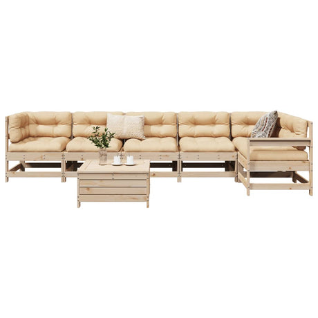 7 Piece Garden Sofa Set Solid Wood Pine