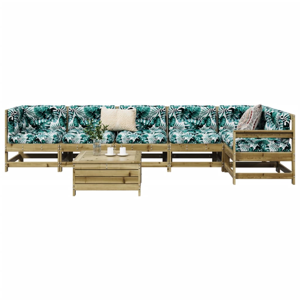 7 Piece Garden Sofa Set Solid Wood Pine
