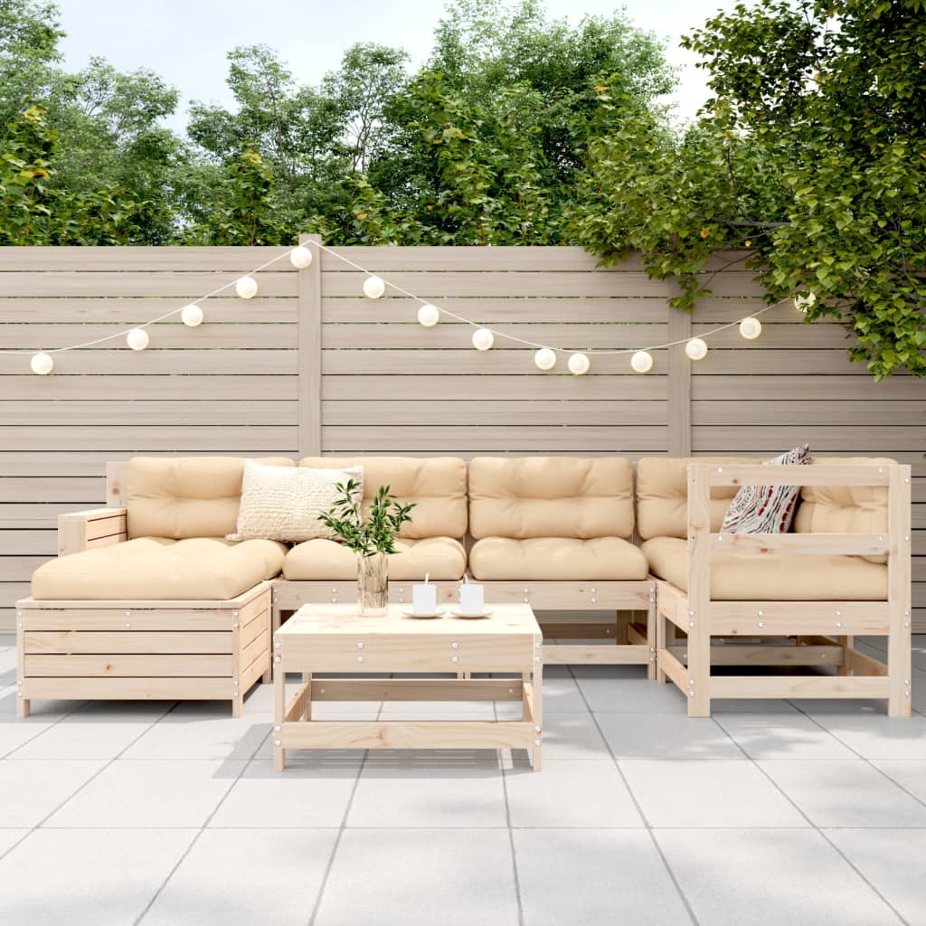 7 Piece Garden Sofa Set Solid Wood Pine
