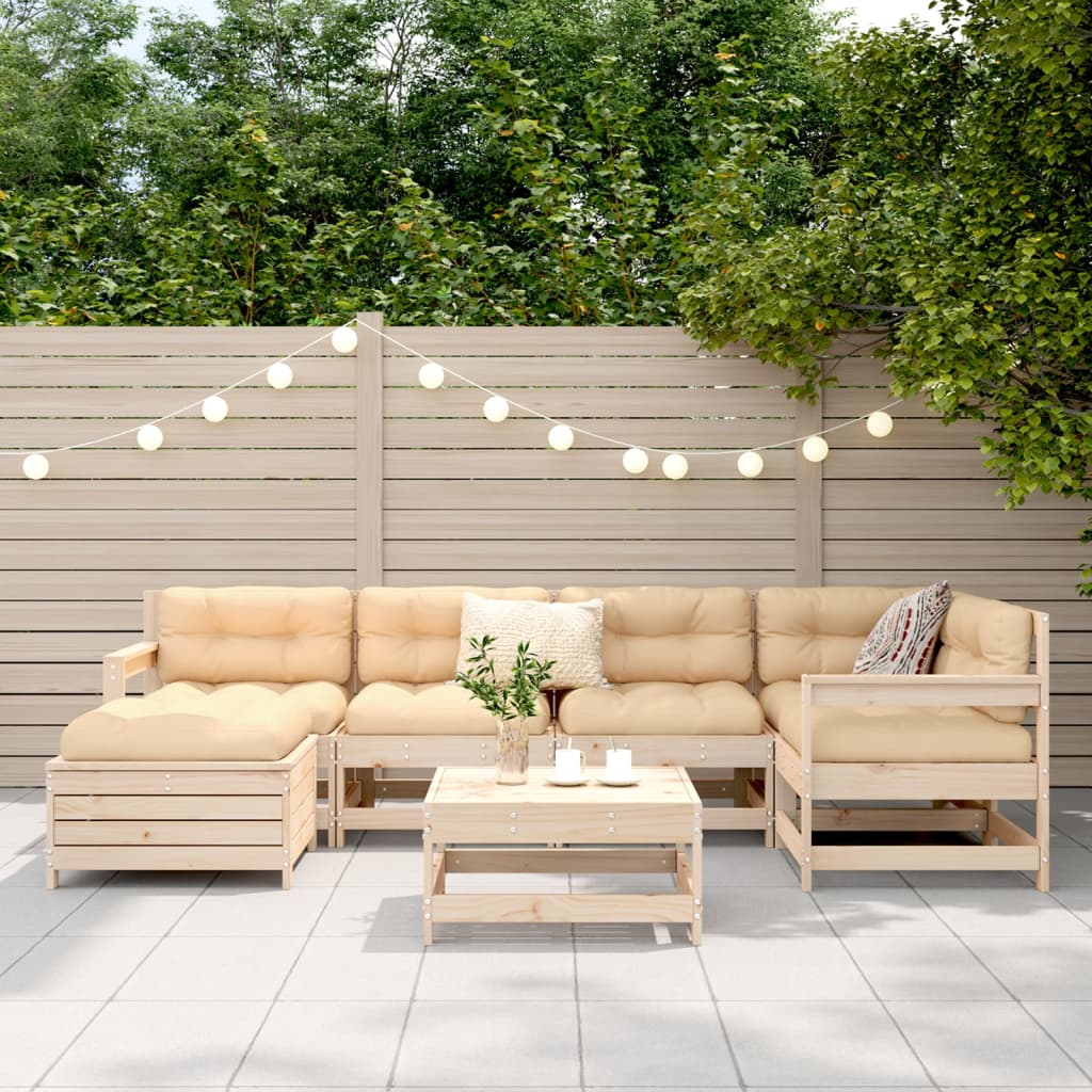 7 Piece Garden Sofa Set Solid Wood Pine