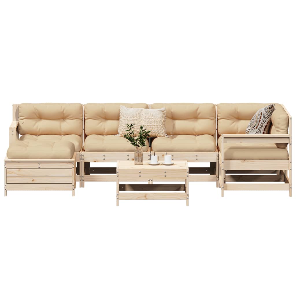 7 Piece Garden Sofa Set Solid Wood Pine