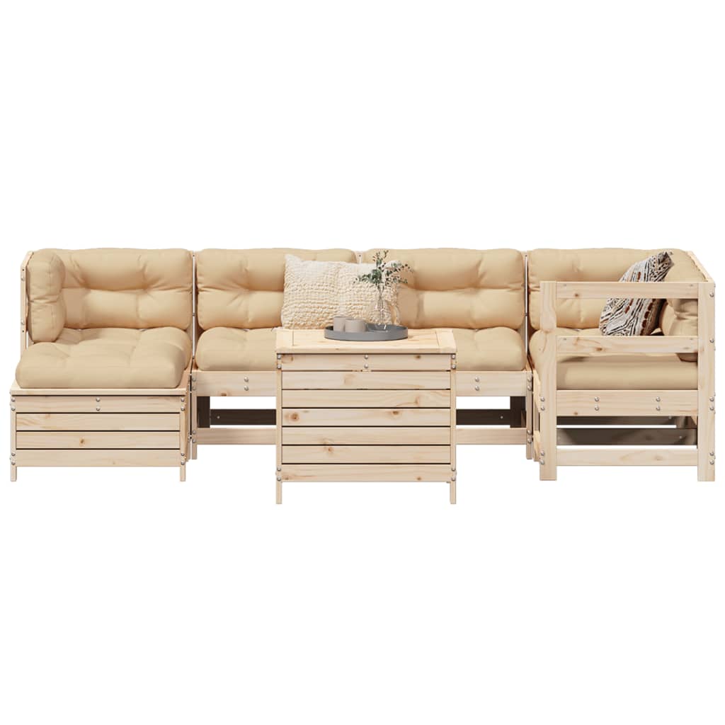 7 Piece Garden Sofa Set White Solid Wood Pine