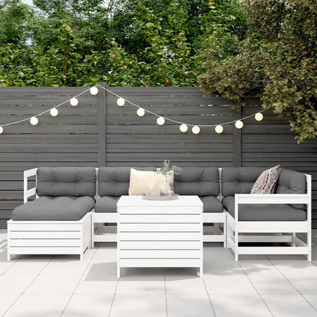 7 Piece Garden Sofa Set White Solid Wood Pine