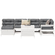 7 Piece Garden Sofa Set White Solid Wood Pine